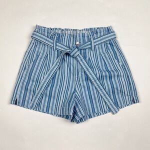 American Eagle Blue White Stripe Hi Rise Denim Jean‎ Mom Shorts Size 2 Women